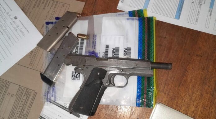 Unlicensed firearm and ammunition confiscated by members of #ANDF and #SAPS.